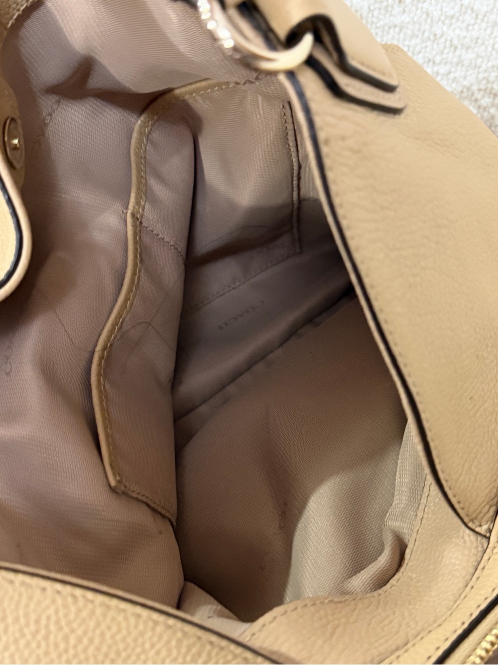 Coach Pebbled Leather Shoulder Hobo in Beige/Tan - Picture 5 of 11